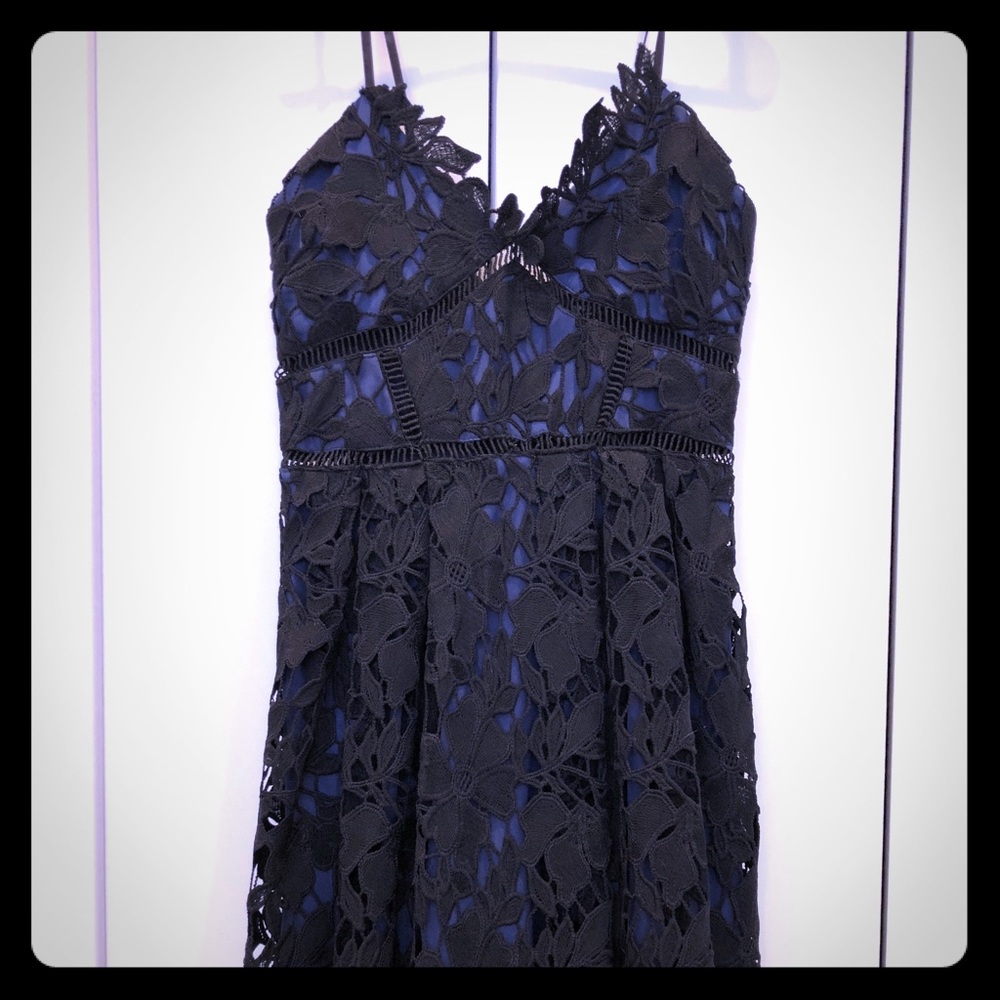 NWT Midnight Blue and Black Lace dress